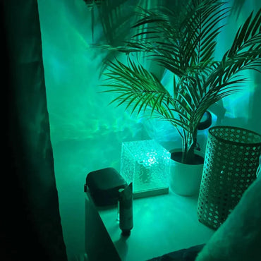 PrismCube: Soothing Ambient Ocean Wave Lamp with 3D Water Effect, 16-Color LED Projection & Remote Control for Relaxing Room Décor
