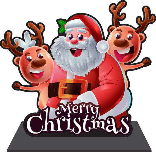 Webelkart Premium Santa MDF Merry Christmas Decorations for Table| Showpiece for Christmas Decoration,Tabletop Stand, Christmas Gift,Christmas Ornaments Gifts,Xmas Decor