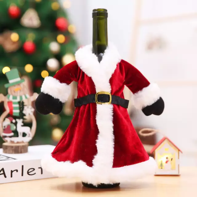 Velvet Dress Christmas Wine Bottle Cover