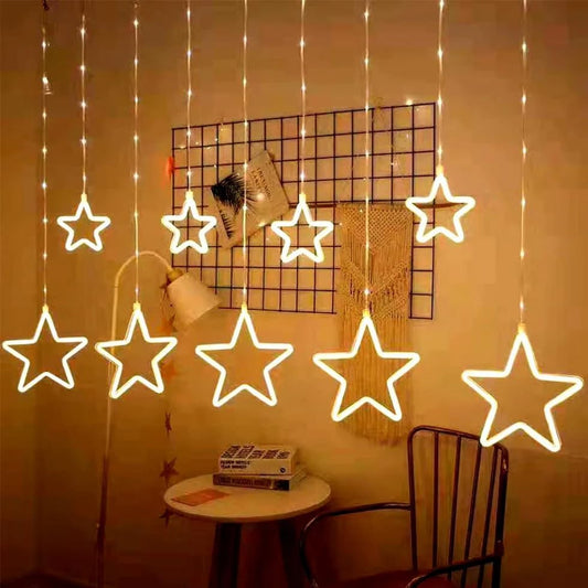 CozyGlow Neon Star String Lights – 5 Large + 4 Mini Stars LED Decor
