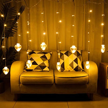 LoveGlow Heart Hanging 12 LED Lights – Romantic String Light Decor