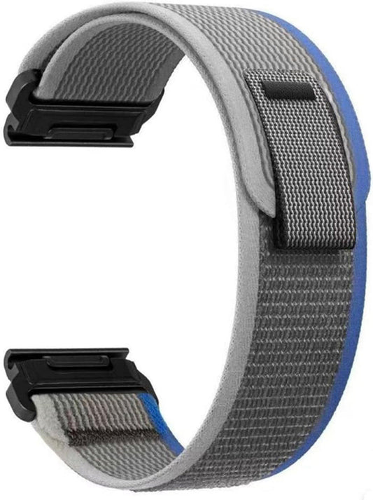 Zitel Band for Garmin Fenix 8 47mm, 7/7 Pro, 6/6 Pro, 5/5 Plus, Epix Pro/Gen 2 47mm, Forerunner 965/955/945/935, Nylon 22mm Sports Strap - Blue/Grey