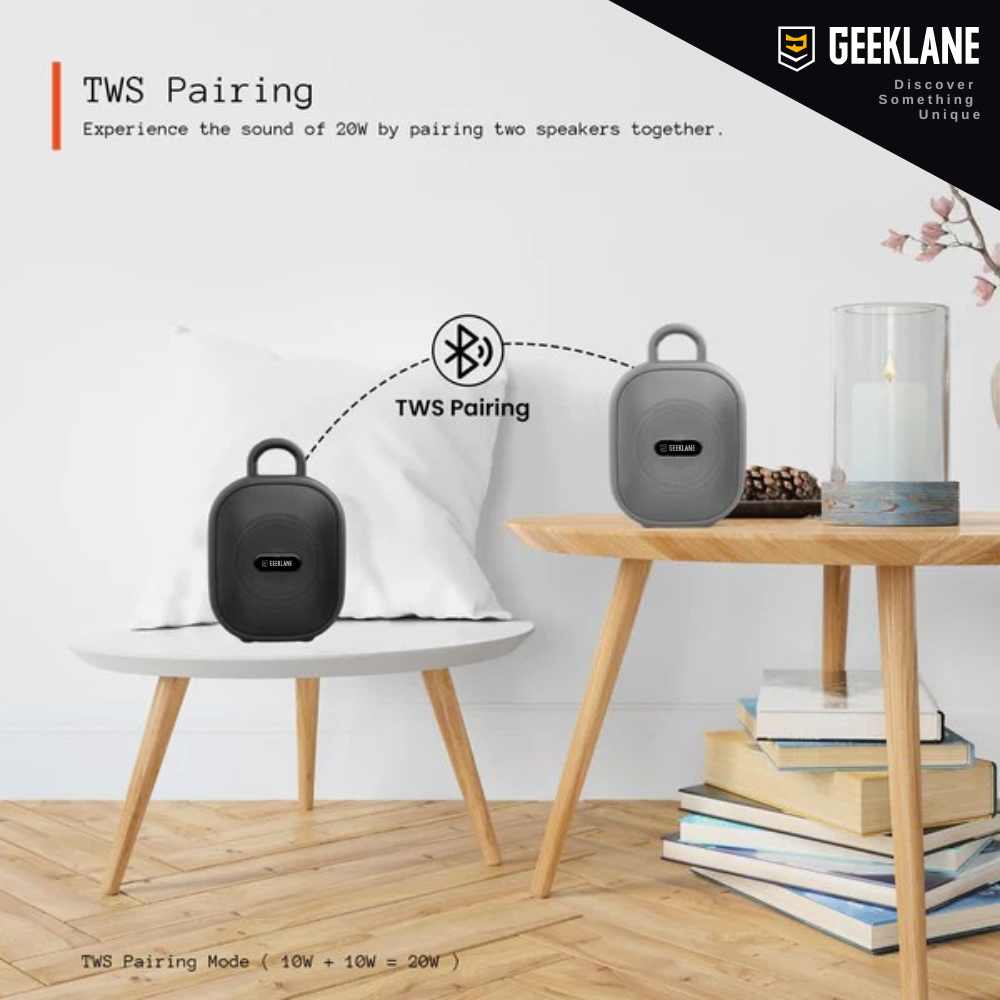 Nest: GL Exclusive 10W Wireless Pro Sound Portable Bluetooth Speaker with Thumping Bass, RGB Mood Light, TWS Pairing, BT v5.3 & Mic (10Hrs Playtime)