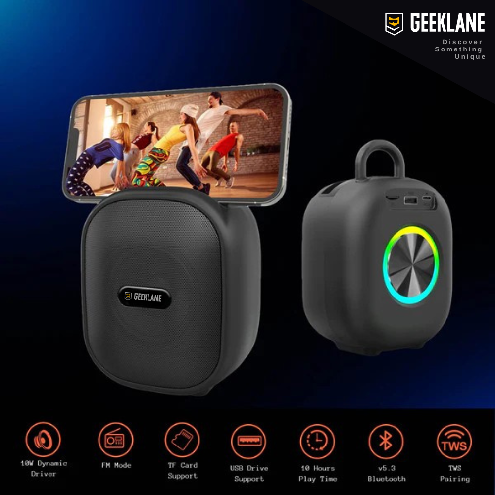 Nest: GL Exclusive 10W Wireless Pro Sound Portable Bluetooth Speaker with Thumping Bass, RGB Mood Light, TWS Pairing, BT v5.3 & Mic (10Hrs Playtime)