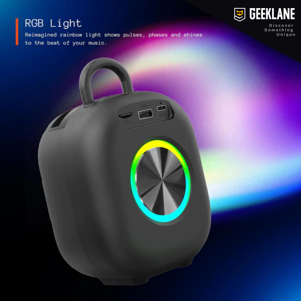 Nest: GL Exclusive 10W Wireless Pro Sound Portable Bluetooth Speaker with Thumping Bass, RGB Mood Light, TWS Pairing, BT v5.3 & Mic (10Hrs Playtime)