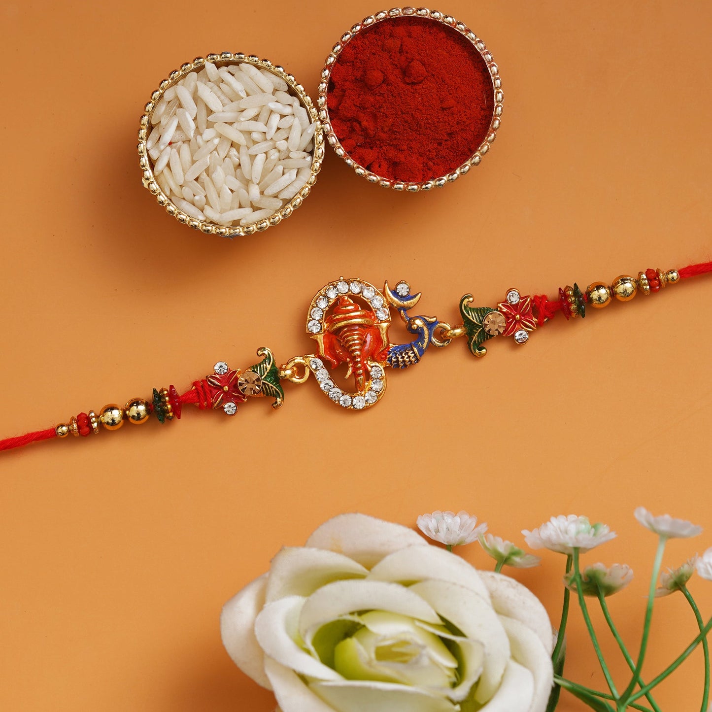 JaipurCrafts Combo Of 1 Rakhi Set For Bhaiya And Bhabhi. Rakhi For Bhaiya Bhabhi, Lumba Rakhi For Bhabhi Rakshabandhan Gift