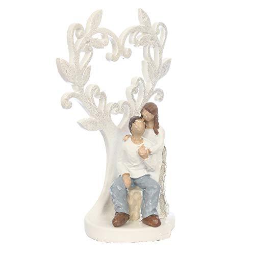 Webelkart Ceramic Romantic Valentine Love Couple Sitting Statue Showpiece, 16cm, White, 1 Piece