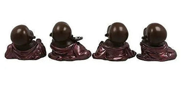 JaipurCrafts Set of 4 Cute Child Monk Showpiece - 10.5 cm (Polyresin, Pink, Brown, Silver)- for Home Decor| Office Decor| Valentines Day Gifts | Diwali Decor| Vaastu Decor| Fengshui