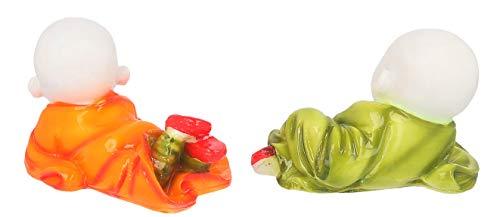 WebelKart By JaipurCrafts Polyresin Cute Child Monk Showpiece (7.62 cm, Multicolour) - Set of 2