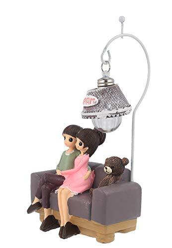 Webelkart Resin Cute Romantic Valentine Love Couple Sitting On Sofa Statue Showpiece, 20 CM, Multicolour, 1 Piece