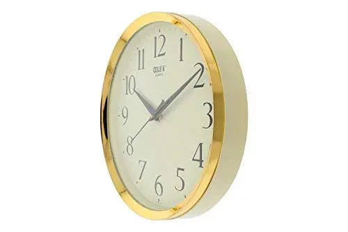 JaipurCrafts WebelKart Plastic Quartz Wall Clock with White Dial and Silver Rim Of Size 32x32x2cm(Gold)