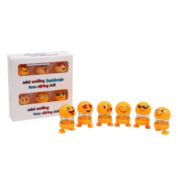 6pcs Mini Emoji Spring Doll Boutique Gift Box for car, home decor