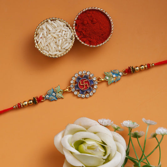 JaipurCrafts Premium Combo Of 1 Rakhi Set For Bhaiya And Bhabhi. Rakhi For Bhaiya Bhabhi, Lumba Rakhi For Bhabhi Rakshabandhan Gift