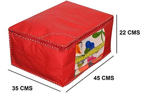 JaipurCrafts 12 Pieces Non Woven Saree Cover Set, Red (45 x 35 x 22 cm)