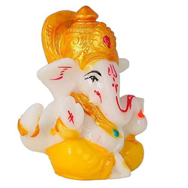 JaipurCrafts Polyresin Ganesha Car Dashboard Idol, 2.50 Inch, Multicolour, 1 Piece