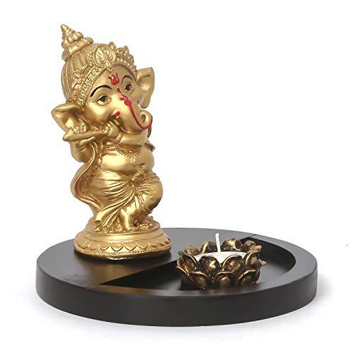 JaipurCrafts Polyresin Ganesha Dancing Idol, 7.50 IN, Gold, 1 Piece
