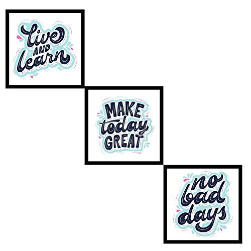 Webelkart Premium Synthetic Set of 3 Motivational/Inspirational Quote Photo Frame for Wall, Office, Study Room Decoration Poster Framed with Plexi Glass, Size - 10 x 10 inch | Multicolour