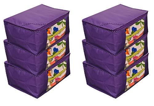 JaipurCrafts 6 Pieces Non Woven Saree Cover Set, Blue (45 x 35 x 21 cm)