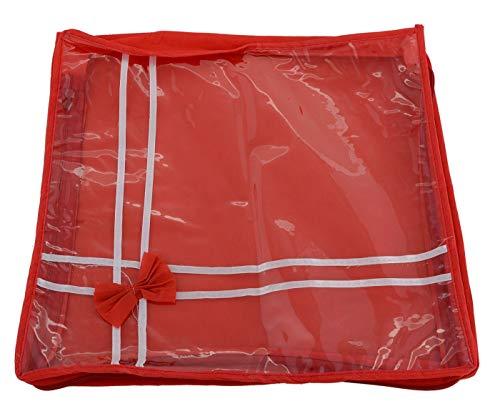 JaipurCrafts 6 Pcs Non Woven Fabric Saree Cover, 3 Sarees, Gift Set, Maroon