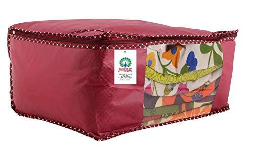 JaipurCrafts 12 Pieces Non Woven Saree Cover Set, Maroon (45 x 35 x 21 cm)