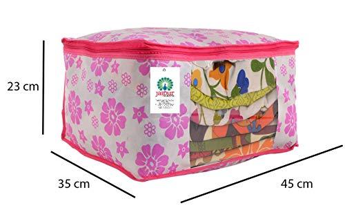 JaipurCrafts 12 Pieces Flowers Print Non Woven Saree Cover Set, Pink (45 x 35 x 21 cm)