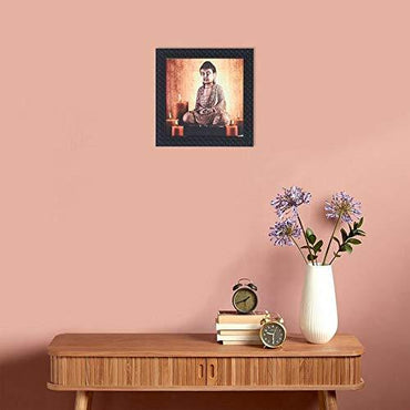 JaipurCrafts Gautam Buddha Framed UV Digital Reprint Painting (Wood, Synthetic, 26 cm x 26 cm)