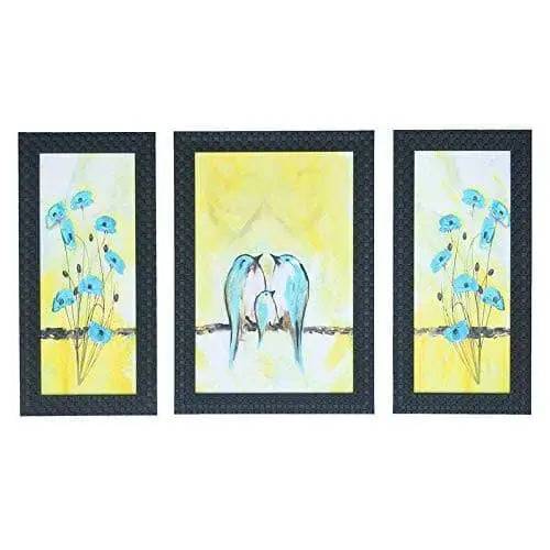 JaipurCrafts Lord Ganesha Set of 3 Large Framed UV Digital Reprint Painting (Wood, Synthetic, 36 cm x 61 cm)