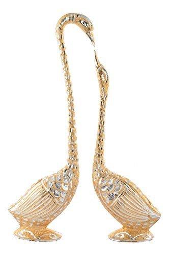 JaipurCrafts Aluminium Pair Of Kissing Duck Showpiece, 14 IN, Golden, 1 Piece