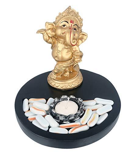 JaipurCrafts Polyresin Dancing Ganesh Idol, 7.50 IN, Gold, 1 Piece