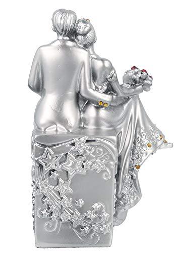 JaipurCrafts Resin Romantic Valentine Love Couple Statue, 12 CM, Silver, 1 Piece