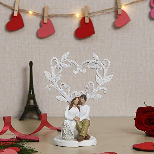 Webelkart Ceramic Cute Romantic Valentine Love Couple Sitting Statue, 16cm, White, 1 Piece