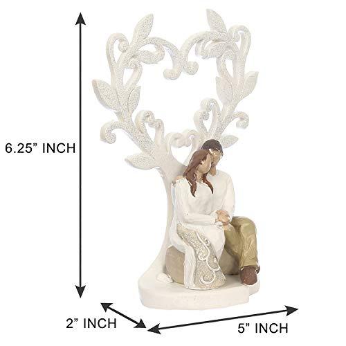 Webelkart Ceramic Cute Romantic Valentine Love Couple Sitting Statue, 16cm, White, 1 Piece