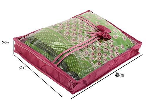 JaipurCrafts 2 Pcs Satin Fabric Saree Cover, 3 Sarees, Gift Set, Pink