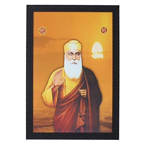 JaipurCrafts Gurunanak Dev Ji Large Framed UV Digital Reprint Painting (Wood, Synthetic, 36 cm x 51 cm)