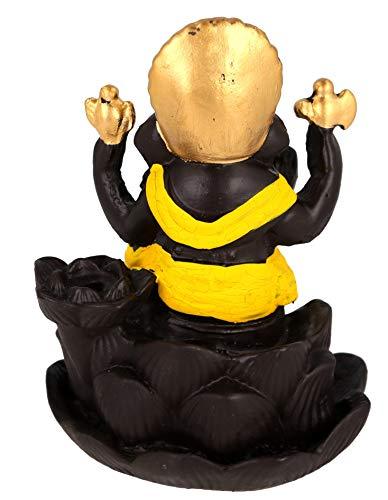 JaipurCrafts WebelKart Backflow Incense Burner Lord Ganesha Emblem Auspicious and Success Cone Censer Ceramic Home Decor Ganesha Stick Holders with Free 10 Backflow Cones Yellow