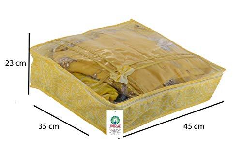 JaipurCrafts 6 Pieces Flower Print Non Woven Saree Cover Set, Gold (45 x 35 x 23 cm)