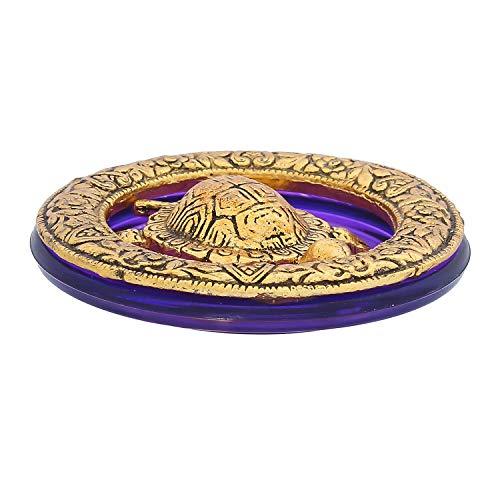 JaipurCrafts White Metal with Glass Plate Feng Shui Metal Tortoise,Turtle Plate Yantra Vastu Feng Sui | Vaastu Yantra- 4 in