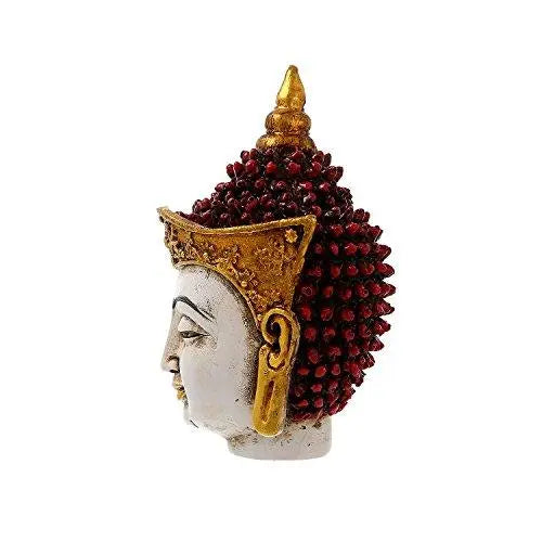 JaipurCrafts Golden and Red Handcrafted Gautam Buddha Polyresin Showpiece (17 cm x 10.40 cm x 12.70 cm, Black)