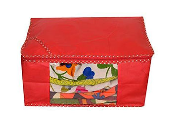JaipurCrafts 12 Pieces Non Woven Saree Cover Set, Red (45 x 35 x 22 cm)
