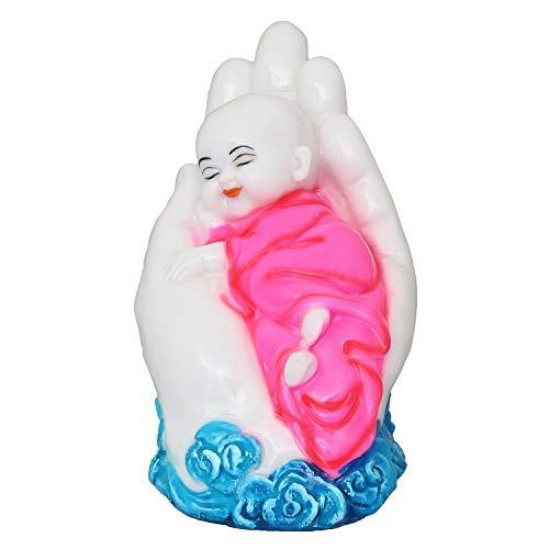 Webelkart Cute Child Monk Sleeping on Palm Showpiece - 12 cm (Polyresin, Multi)- for Home Decor| Office Decor| Valentines Day Gifts | Diwali Decor| Vaastu Decor| Fengshui
