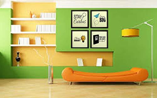 Webelkart Set of 4 Designer Motivational/Funny Quote Photo Frame for Wall, Office, Study Room Decoration Poster Framed Without Glass, Size - 10 x 10 INCH