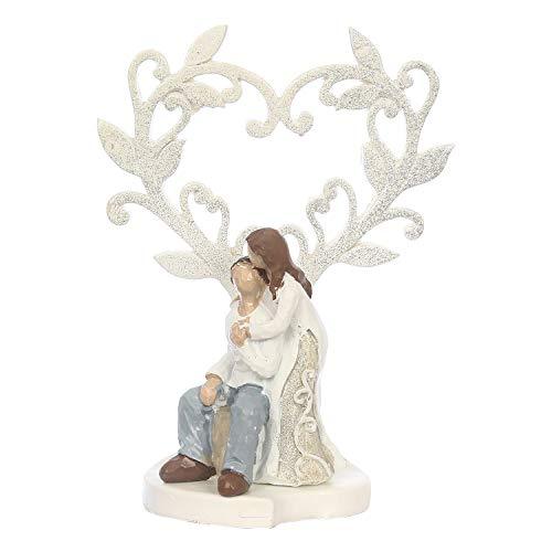 Webelkart Ceramic Romantic Valentine Love Couple Sitting Statue Showpiece, 16cm, White, 1 Piece