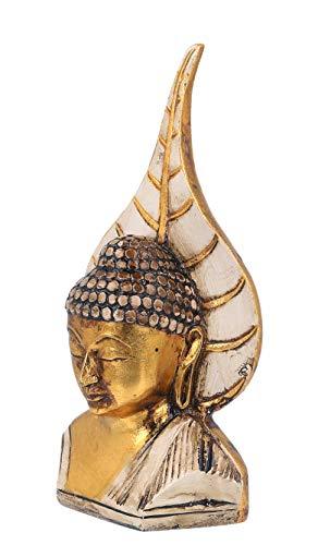 JaipurCrafts Golden and White Handcrafted Gautam Buddha Polyresin Showpiece (21.00 cm x 7.00 cm x 11.00 cm, White, Gold)