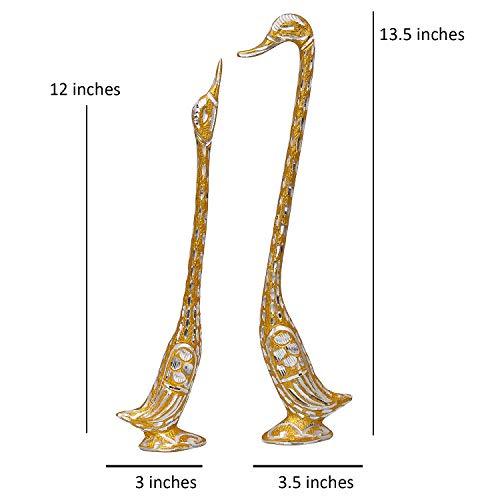 JaipurCrafts Aluminium Pair Of Kissing Duck Showpiece, 13.50 IN, Gold, 1 Piece