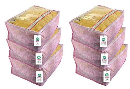 JaipurCrafts 6 Pieces Premium Flower Print Non Woven Saree Cover Set, Purple (45 x 35 x 23 cm)
