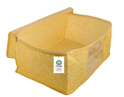 JaipurCrafts 12 Pieces Golden Print Premium Non Woven Saree Cover Set, Gold (40 x 30 x 20 cm)