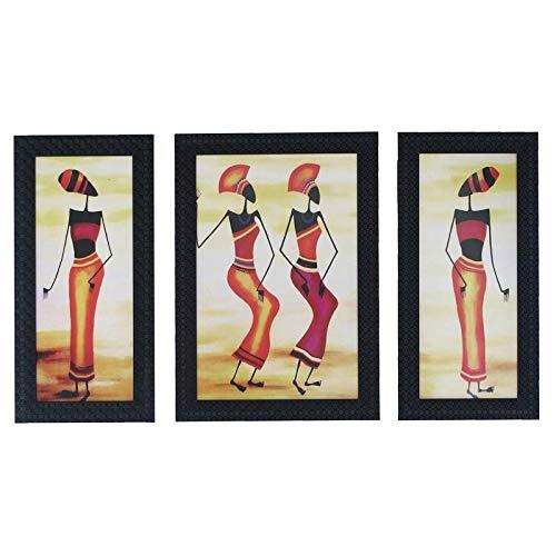 JaipurCrafts Lord Ganesha Set of 3 Large Framed UV Digital Reprint Painting (Wood, Synthetic, 36 cm x 61 cm)