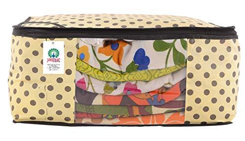 JaipurCrafts 12 Pieces Polka Dots Non Woven Saree Cover Set, Cream (45 x 35 x 21 cm)