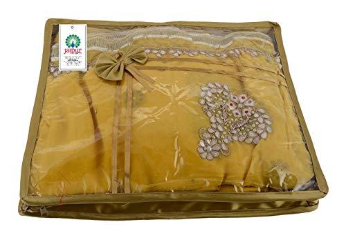 JaipurCrafts 2 Pcs Satin Fabric Saree Cover, 3 Sarees, Gift Set, Gold