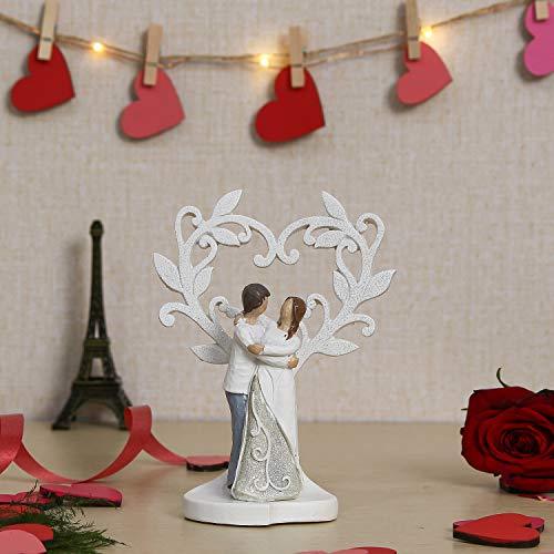 Webelkart Ceramic Romantic Valentine Love Couple Sitting Statue Showpiece, 16cm, White, 1 Piece